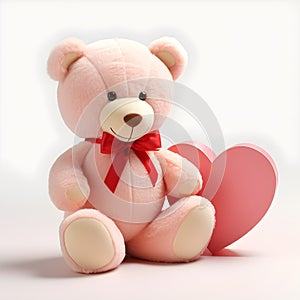 3D-Rendered Valentine Teddy Expressing Affection with Blushing Cheeks and Heart. Generative Ai