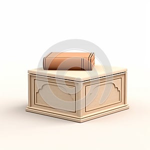 3d Rendered Wooden Box With Islamic Art Books