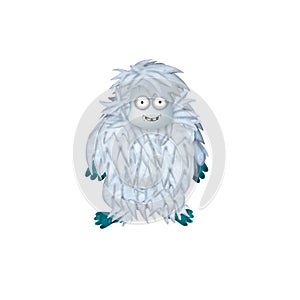 3D rendered yeti monster cartoon character isolated on white
