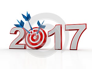 3d renderer image. New Year 2017 isolated on white background.