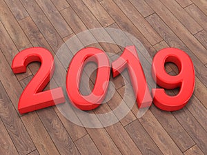 3D rendering 2019 New Year red digits