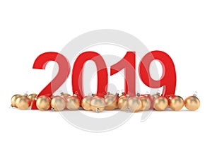 3D rendering 2019 New Year red digits