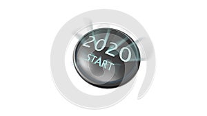 3d rendering of 2020 start button concept of new year