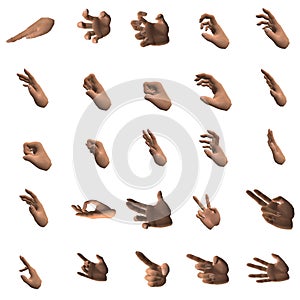 3d rendering of 25 hand poses