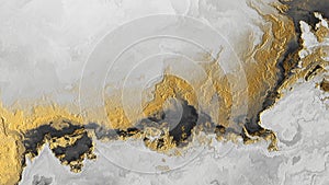 3d rendering, abstract artificial marble stone texture, creative map background, trendy black white gold wallpaper