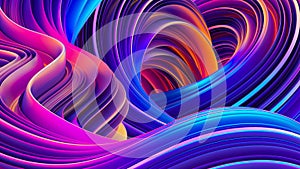 3D rendering abstract background with holographic twisted shapes in motion