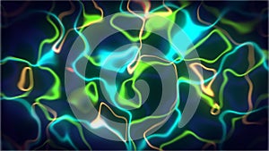 3D rendering, an abstract background with a panoramic view, neon lights, a laser show, an impulse, an equalization chart, pulse