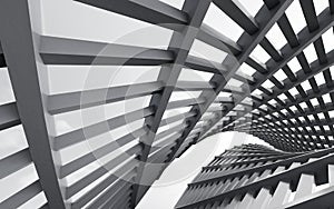 3D rendering of abstract concrete structure,Steel architecture of futuristic building