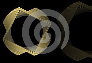 3d rendering. Abstract luxurious Golden ring shape particle design pattern on black background