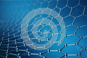 3d rendering abstract nanotechnology hexagonal geometric form close-up, concept graphene atomic structure, concept