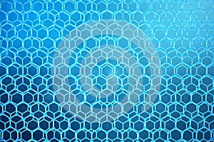 3D rendering abstract nanotechnology hexagonal geometric form close-up. Graphene atomic structure concept, carbon