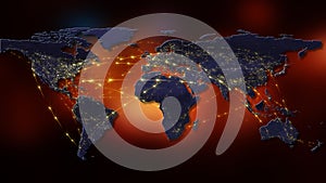 3D rendering abstract of world network, internet and global connection concept. Elements of this image furnished by NASA