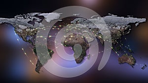 3D rendering abstract of world network, internet and global connection concept. Elements of this image furnished by NASA