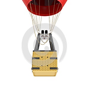 3d rendering of an air balloon basket with gas burners isolated on white background.