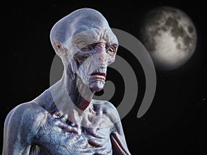 3D rendering of an alien creature in space