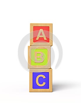 3d rendering of alphabet toy blocks.