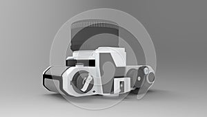 3d rendering of an analogue camera isolated in studio background