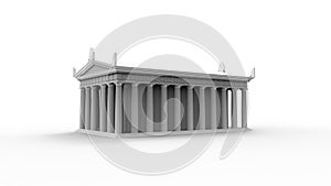 3d rendering of an anchient greek temple isolated in white studio background