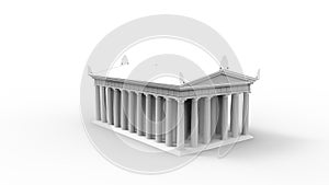 3d rendering of an anchient greek temple isolated in white studio background