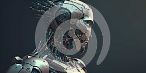 3d rendering of android robot technology background abstract. Generative Ai.