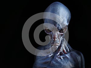 3D rendering of an angry alien creature.