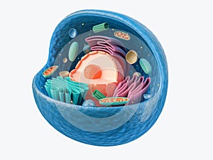 3d rendering of animal cell with organelles