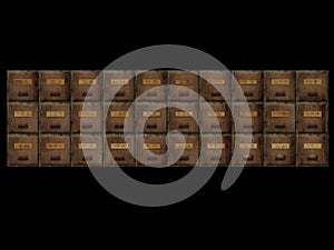 3d rendering of antique chest used to store chinese medicinal herbs