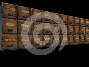 3d rendering of antique chest used to store chinese medicinal herbs