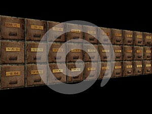 3d rendering of antique chest used to store chinese medicinal herbs
