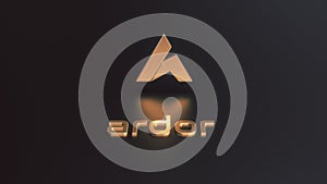 3D Rendering of ardor cryptocurrency golden logo