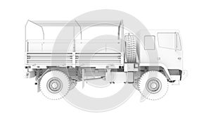 3D rendering of an army truck millitary vehicle logistics lorry isolated in studio background
