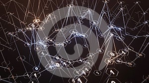 3D Rendering. Artistic infographics binary numbers rotation. Technology Network Data Connection