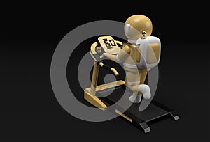 3d Rendering Astronaut Running Treadmill Machine on a Futuristic Background