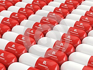 3d rendering of B2 vitamin pills