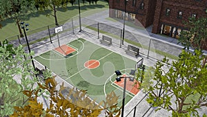 3D Rendering Basketball Court