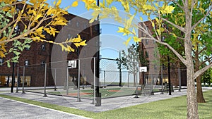 3D Rendering Basketball Court