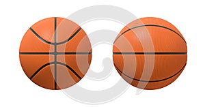 3d rendering of basketballs shown in different view angles on a white background.