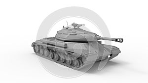 3D rendering of a battle tank, armored world war 2 military vehicle large canon turret isolated in studio background.