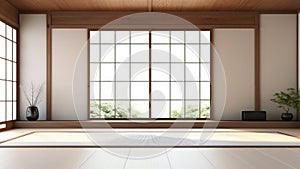 3D rendering of a beautiful traditional Japanese living room.