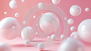3D rendering of beauty fashion background with floating white sphere for cosmetic product display.