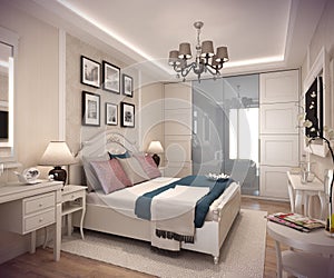 3D rendering bedroom house in the mountain