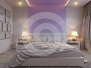 3d rendering of bedroom interior design in a modern style.