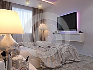 3d rendering of bedroom interior design in a modern style.