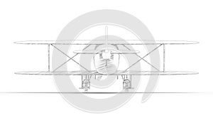 3d rendering of a bi plane isolated in white background