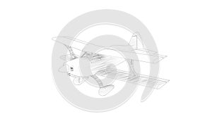 3d rendering of a bi plane isolated in white background