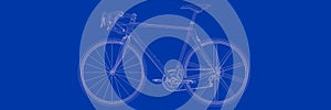 3d rendering of a bike on a blue background blueprint