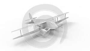 3D rendering of a biplane double propellor airplane aeroplane isolated