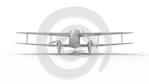 3D rendering of a biplane double propellor airplane aeroplane isolated