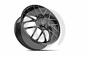 3d rendering black Car rim wheel isolated on white background.