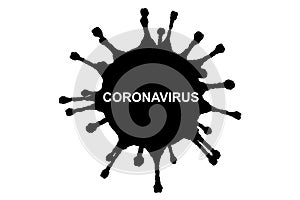 3D rendering black coronavirus cells covid-19 influenza flowing on isolated white background as dangerous flu strain cases as a